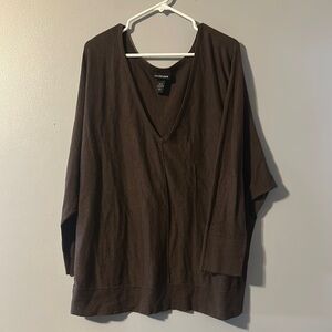 Lane Bryant Chocolate Brown Knit Top Size 18/20